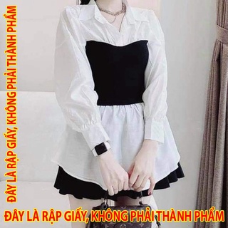 Rập giấy ww054 - sơmi phối eo - nữ