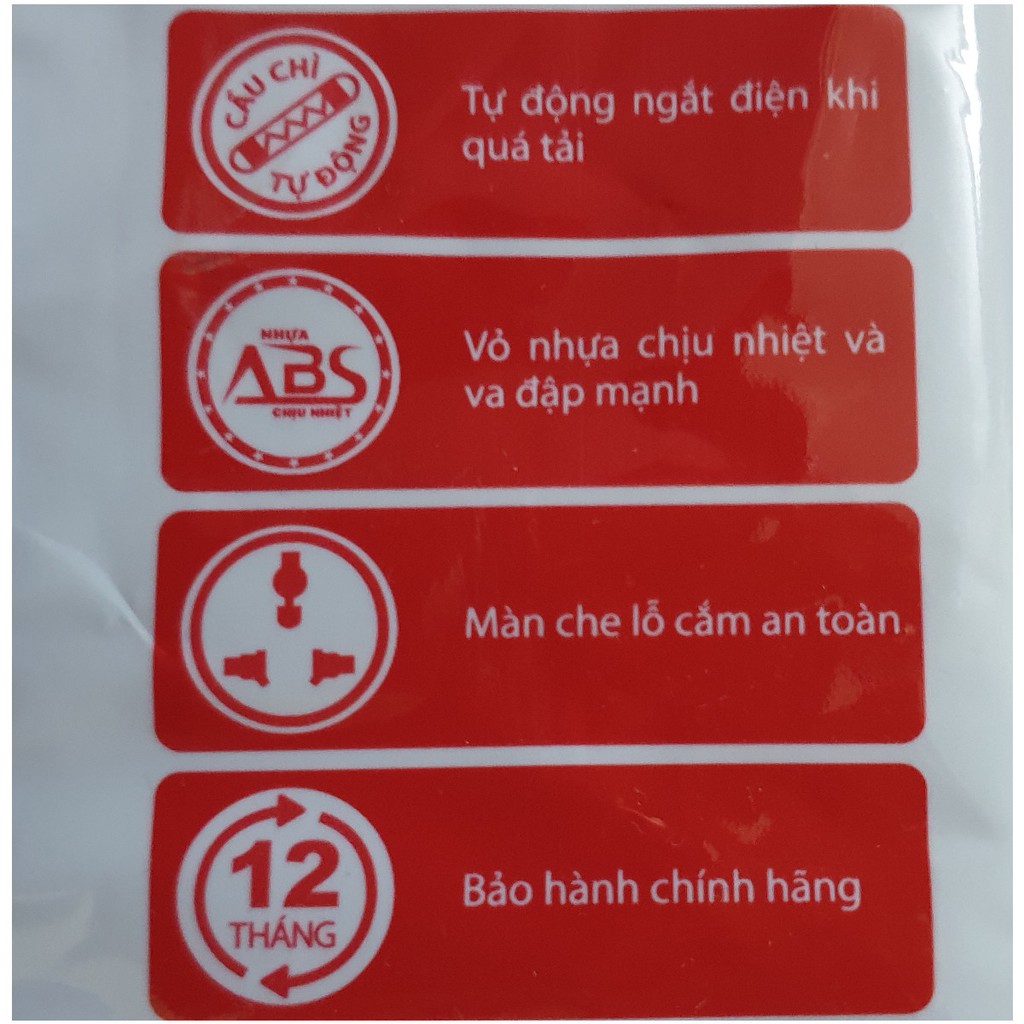 Ổ cắm điện đa năng Điện quang 4 lỗ cắm 3 chấu 4 công tắc dây 5 mét có 2 màu trắng hoặc đen