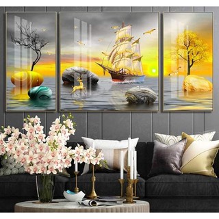 Tranh treo tường, tranh tráng gương cao cấp Thuận buồm xuôi gió