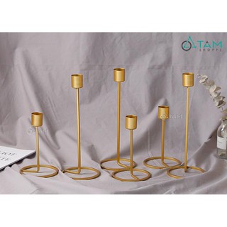 Chân nến cắm nến cây taper màu vàng đồng H-CHN-15 tttm
