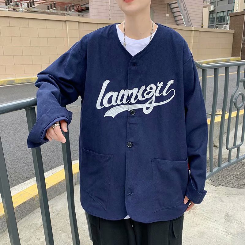 Áo thun tay dài cổ tròn in chữ đơn giản thoải mái dành cho nam