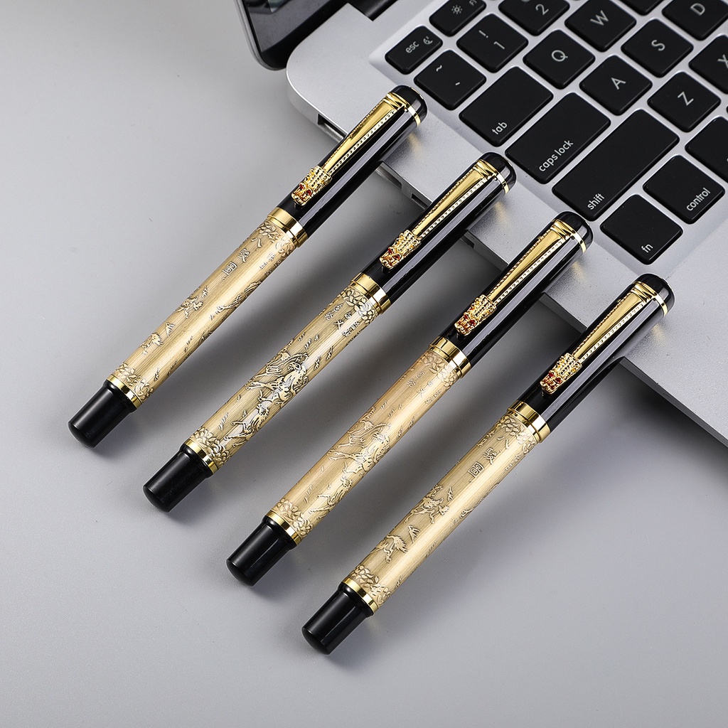 Bút Ký Luxury Gold Chất Liệu Titan, Màu Vàng Đồng Sang Trọng, Ngòi Sắc Nét, Đa Phong Cách