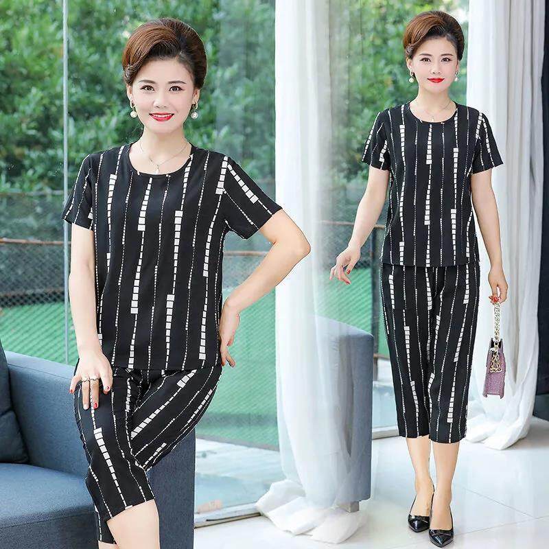 Bộ Đồ Mặc Ở Nhà Chất Liệu Cotton Dáng Rộng Thời Trang Mùa Hè Cho Phụ Nữ Trung Niên 2022