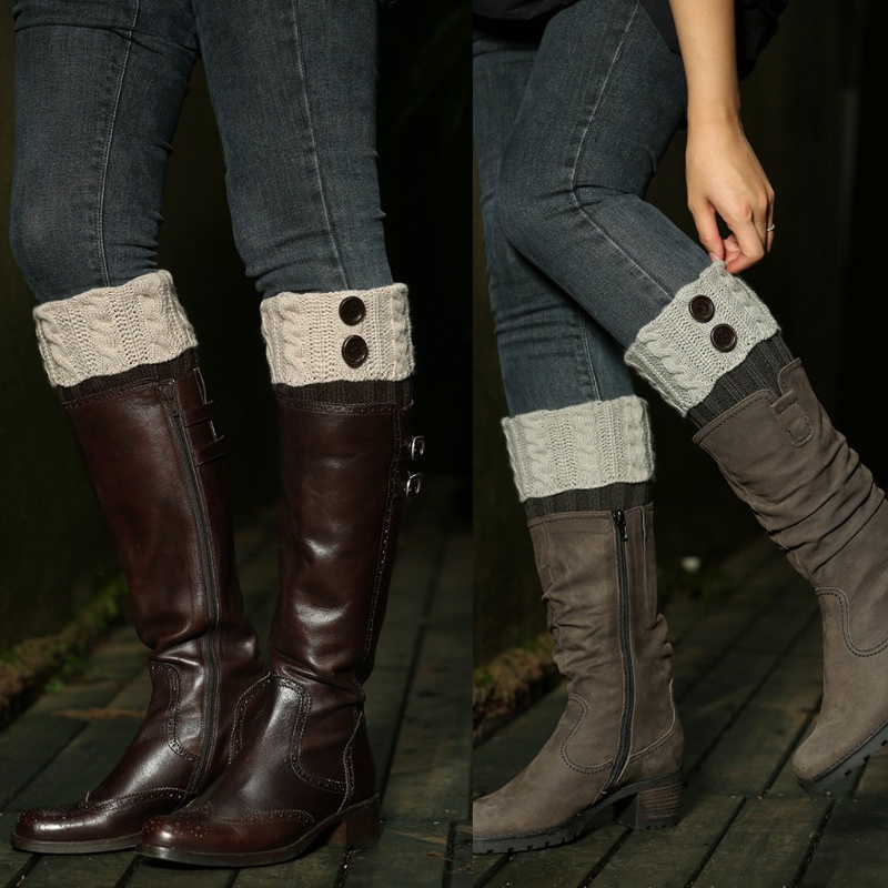 Youyo Vớ Dệt Kim Giữ Ấm Chân Ngắn Cài Nút Cho Nữ