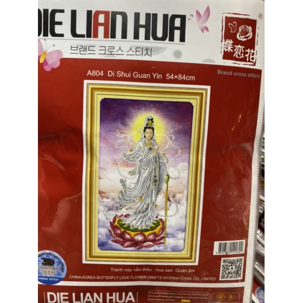 Tranh thêu chữ thập Phật Quan Âm A804 (54x48) chưa thêu