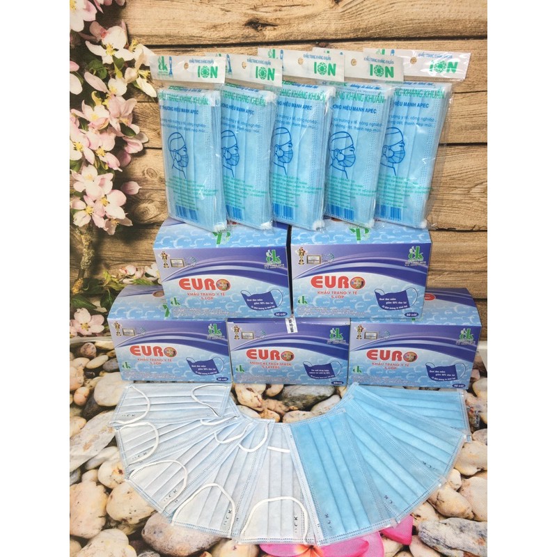Khẩu Trang Y Tế Euro Xanh 5 Lớp 1 Hộp 50 Chiếc