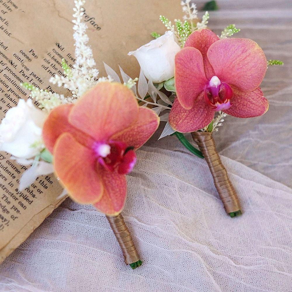 Set 100 Ghim Cài Áo Hình Chữ T Họa Tiết Hoa Giả Trang Trí Tiệc Cưới