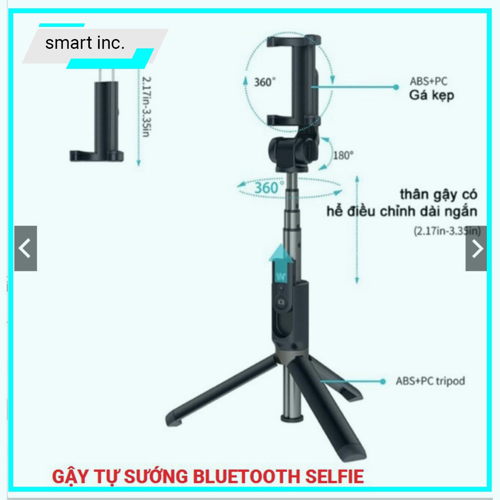 Gậy Selfie Bluetooth Chụp Hình Ảnh Tự Sướng Remote 👄FREESHIP👄 Tripod 3 Chân Đế Đỡ Điện Thoại Giá Đỡ Smartphone Gấp Gọn | BigBuy360 - bigbuy360.vn