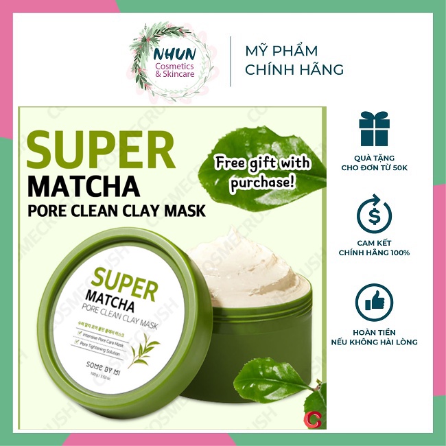 Mặt nạ đất sét trà xanh Some By Mi Super Matcha Pore Clean Clay Mask (Nhungshika)