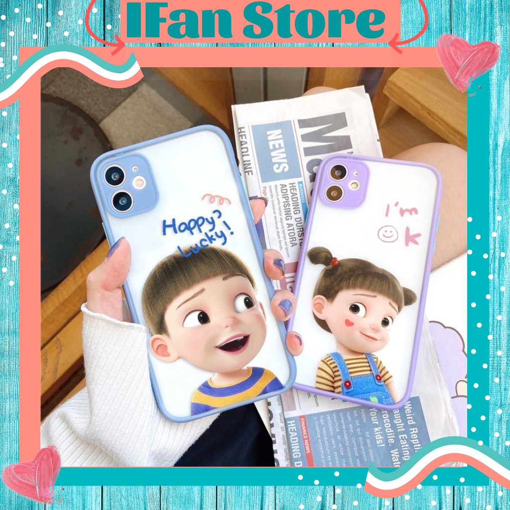 🌸VIDEO THẬT🌸 Ốp Lưng Đôi iPhone Nhám Viền Màu Cặp Đôi Couple Doll 6/6s/6plus/6splus/7plus/8plus/x/xs/xs max/11/11 promax