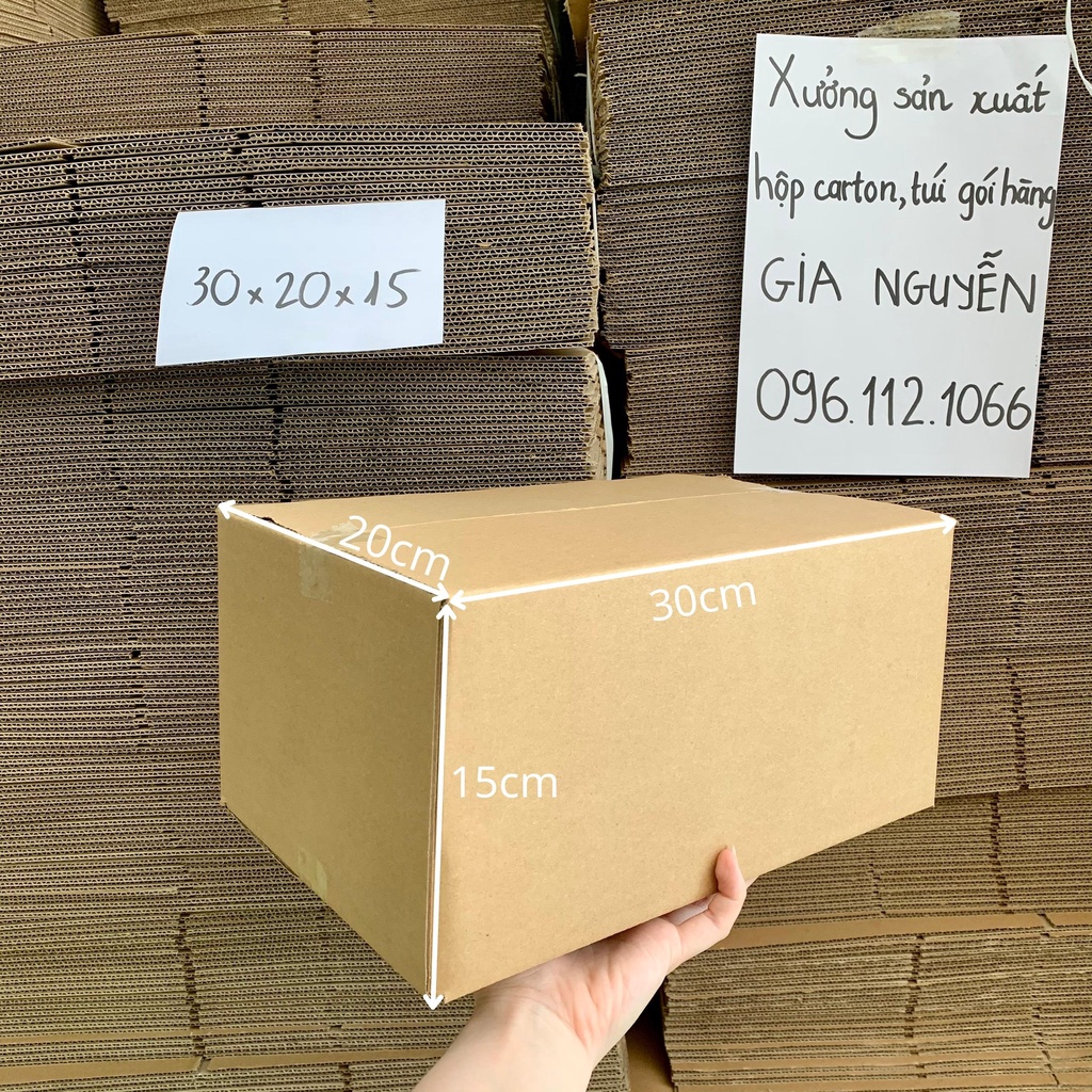 10 hộp bìa carton 30x20x15 dùng đựng sách vở, giày dép, quần áo,... chất lượng cao