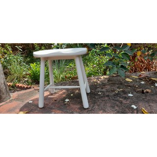 Taburet Stool Chair - ghế gỗ cao su sơn trắng