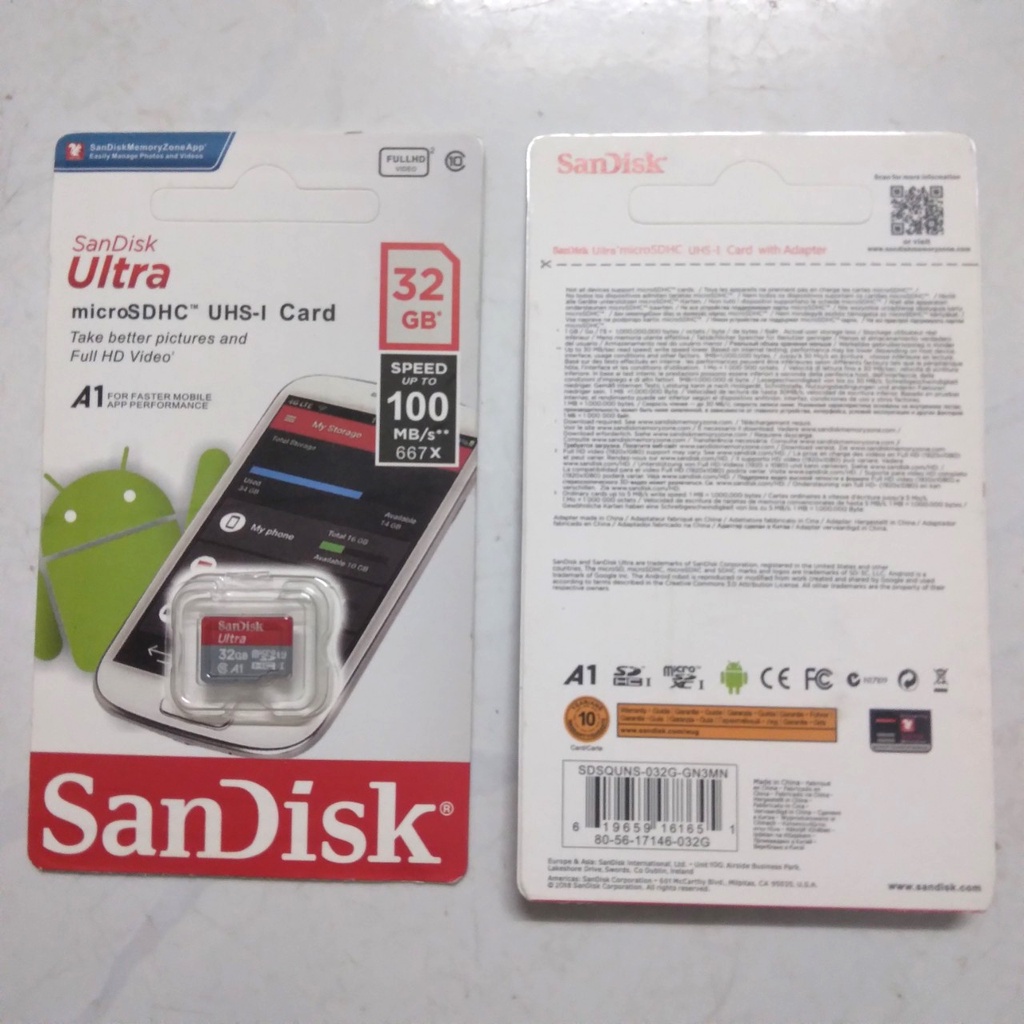 Thẻ nhớ microSDHC Sandisk 32GB dùng điện thoại, máy ảnh, camera - Thẻ nhớ tốc độ cao Ultra Class 667x 100MB/s