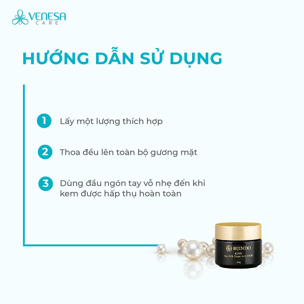 Kem ban ngày BIJINDO KIREI Day Milk Cream with SPF30, dưỡng ẩm và chống nắng 2 in 1 100g