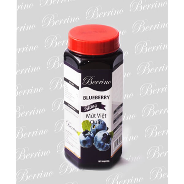 Mứt nhân việt quất (có xác) blueberry filling hiệu berrino hộp 1kg