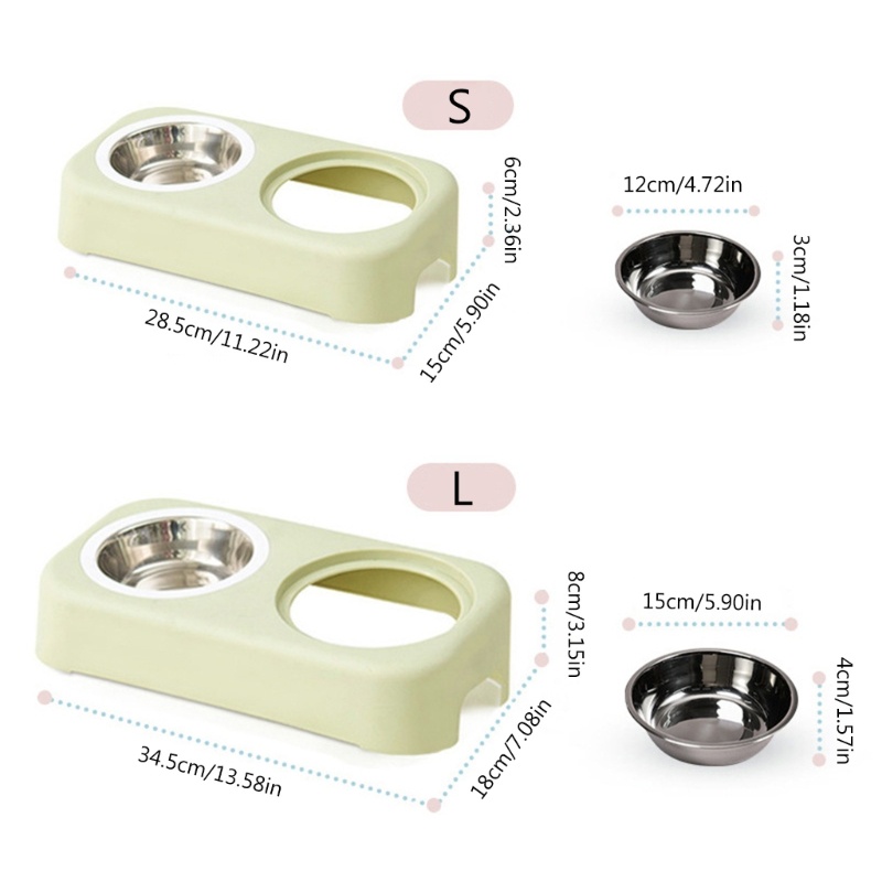 Youyo Bát Đựng Thức Ăn Cho Thú Cưng 2 Trong 1 Bằng Thép Không Gỉ Màu Xanh Lá / Hồng / Xanh Dương Có Thể Tháo Rời