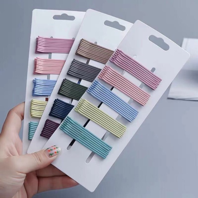 Vỉ 40 kẹp tăm cầu vồng nhiều màu, kẹp tóc hàn quốc pastel Gusshop