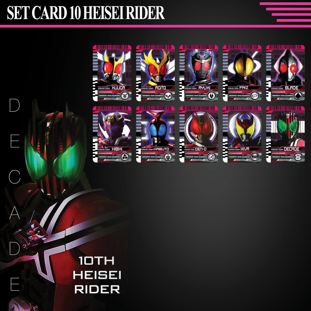 ✺▤Thẻ bài sưu tầm card in kamen rider Decade đọc được 2 mặt trong Driver từ Kuuga đến