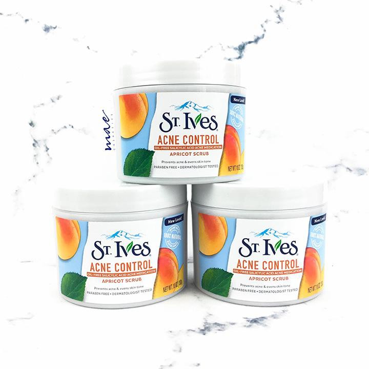 Kem Tẩy Tế Bào Chết Toàn Thân Ngừa Mụn Hương Mơ St.Ives Ance Control Apricot Scrub 283g (Hủ Xanh Dương)