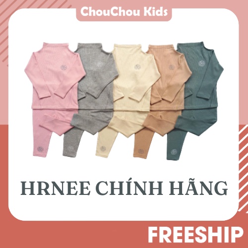 HRNEE Bộ giữ nhiệt cho bé có cổ,bộ quần áo nỉ lông giữ ấm cao cấp chính hãng 9M-12M-18M
