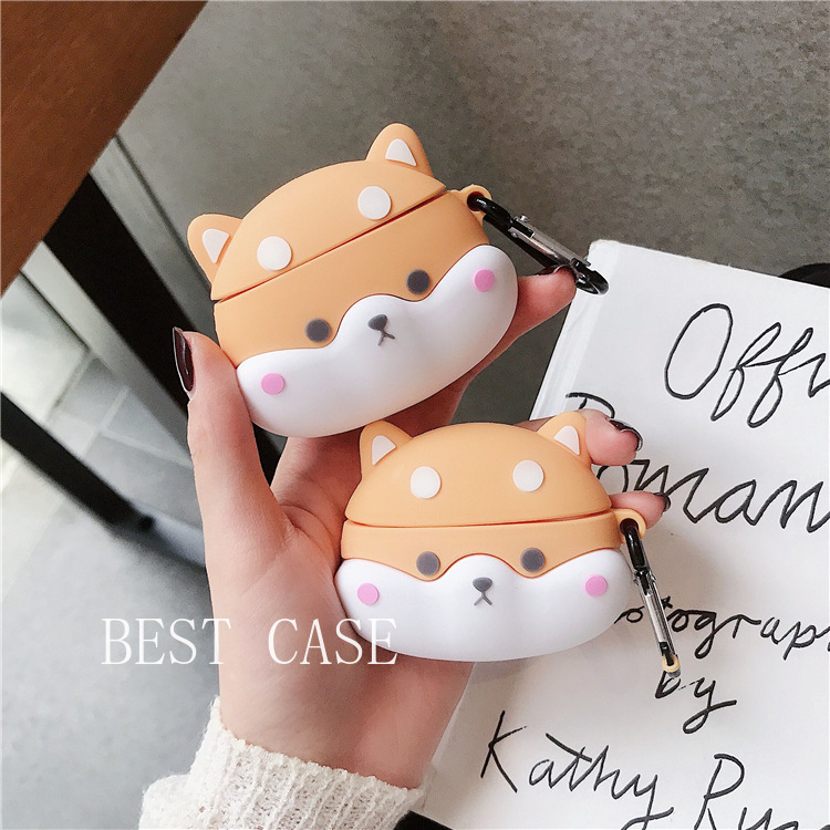 Vỏ bọc bảo vệ hộp sạc tai nghe Airpods 1/ 2 hình chú chó Corgi đáng yêu