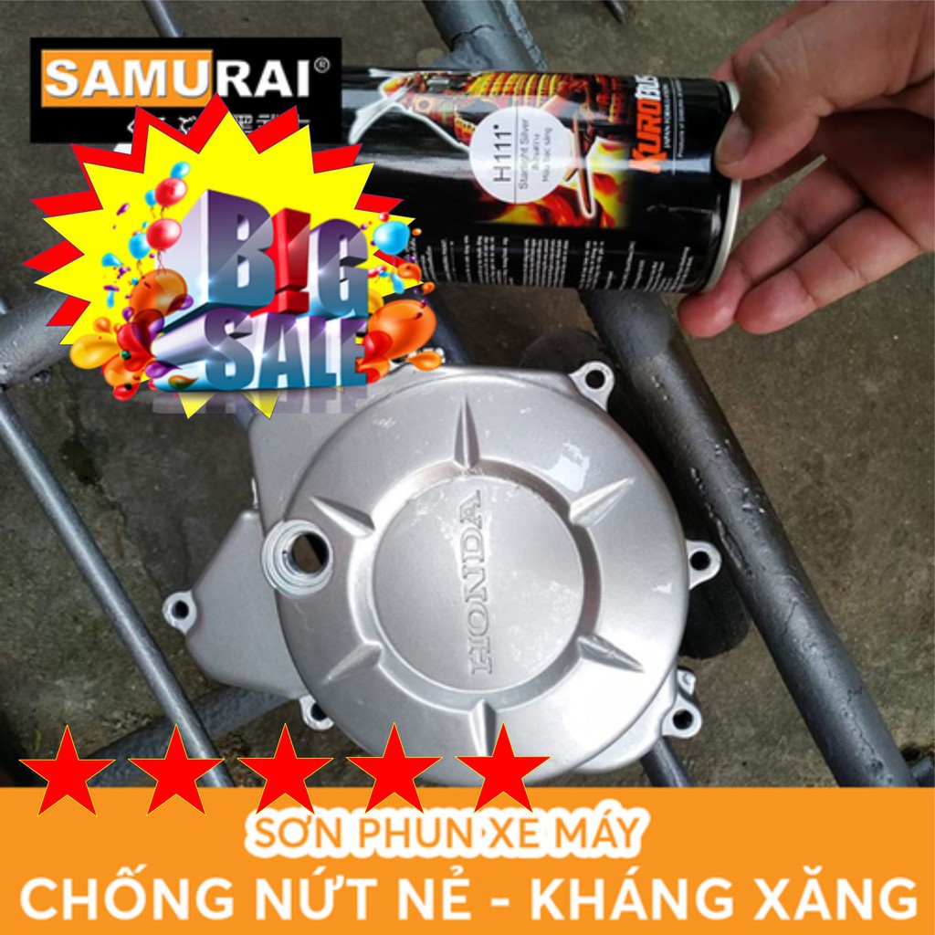  H111 _ Chai sơn xịt sơn xe máy Samurai H111 màu bạc sáng Honda