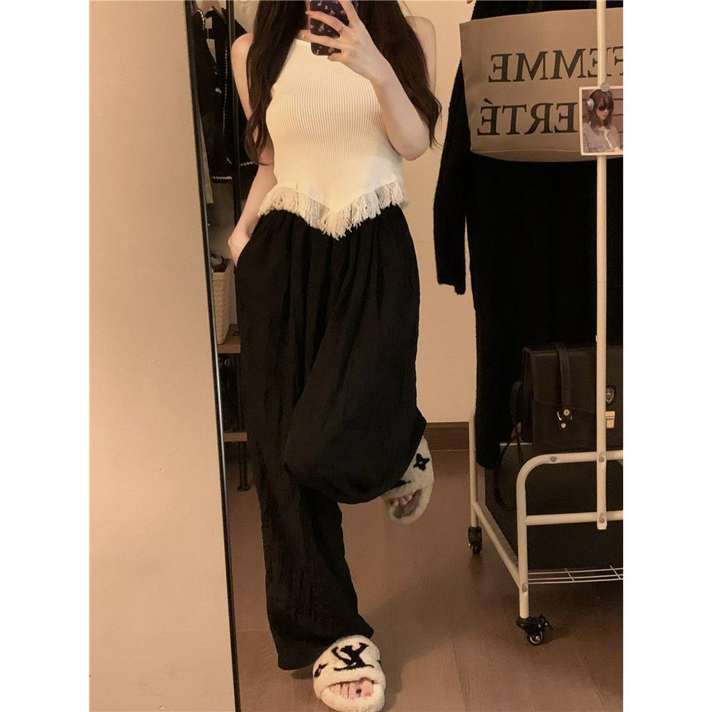 QADCOL Set Áo Thun Ngắn Tay + Quần ống rộng Thời Trang Nữ