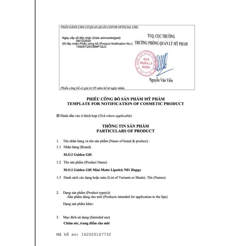 Son thỏi lì mini M.O.I Golden Gift Hồ Ngọc Hà