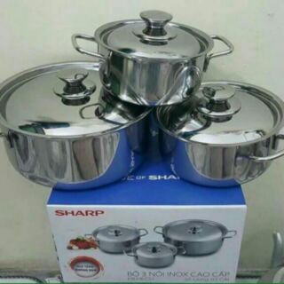 Bộ 3 nồi inox  Sharp ( đáy từ)