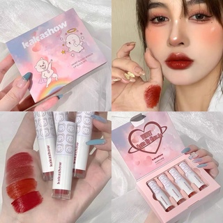 Set 4 son kem gấu KAKASHOW mịn lỳ căng bóng Heart Glazed Mirror Lip Glaze