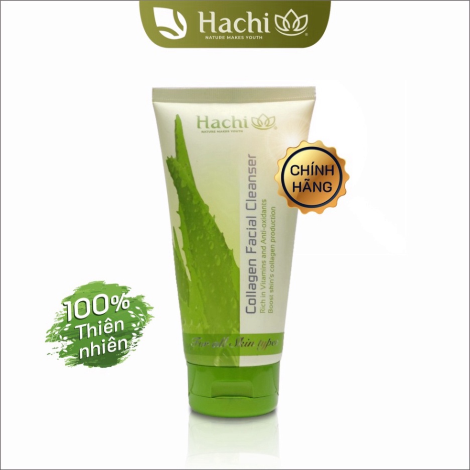 Sữa rửa mặt HACHI COLLAGEN FACIAL CLEANSER 150G free ship làm sạch mạnh mẽ nhưng vẫn vô cùng an toàn và dịu nhẹ