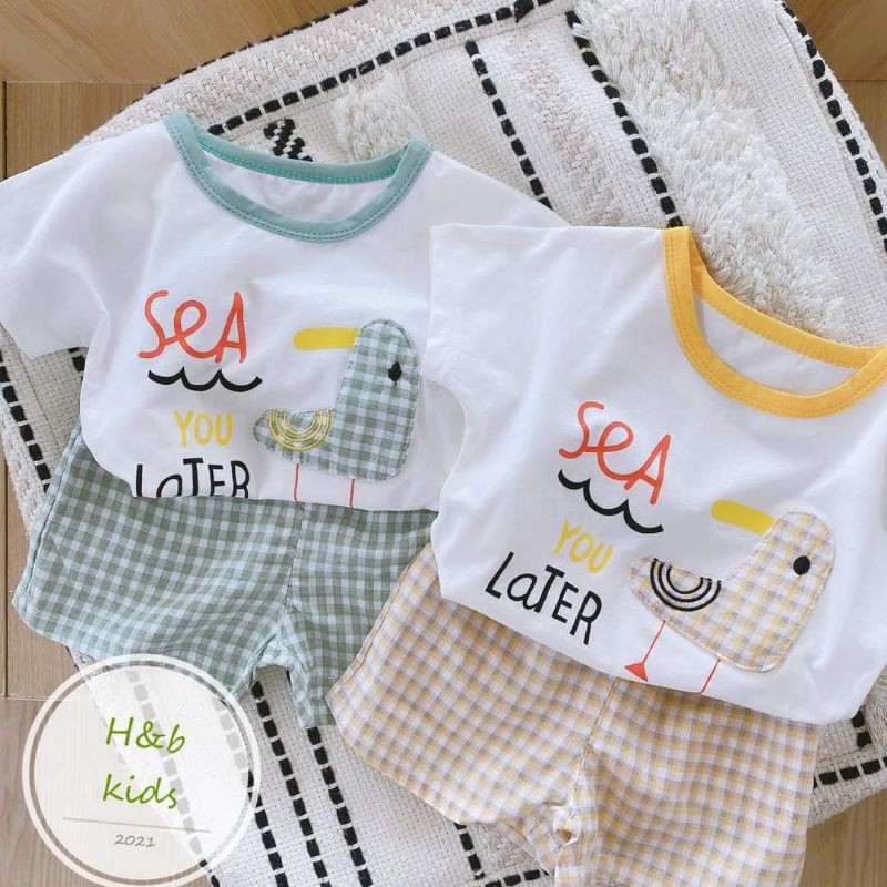 Bộ Đồ Mặc Nhà Bé Gái👉Set Đồ Bộ Cho Bé Hình Con Gà Nghộ Nghĩnh Chất Cotton Mềm Mại Mặc Mát Mẻ Size Từ 6-18kg