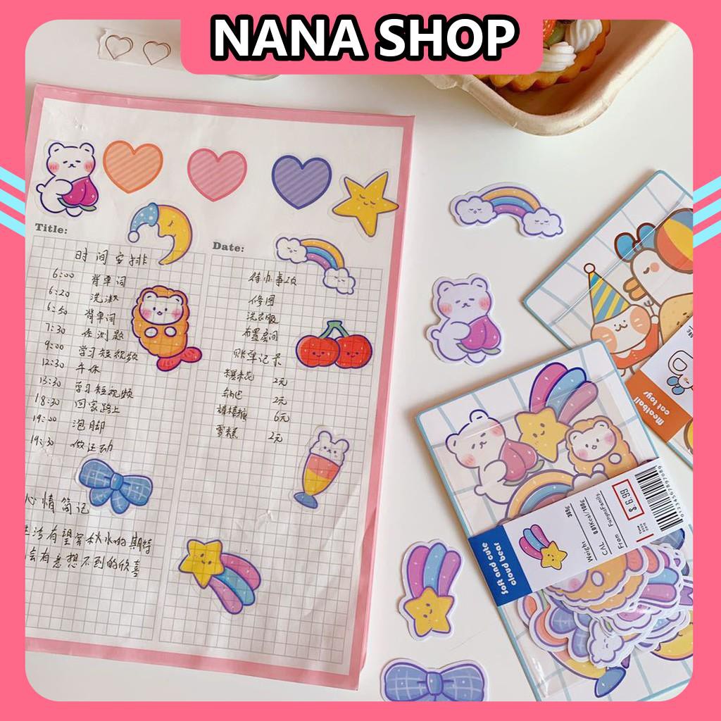 Bộ Dán Washi [MẪU MỚI] Gói Sticker Trang Trí Size To Dễ Thương