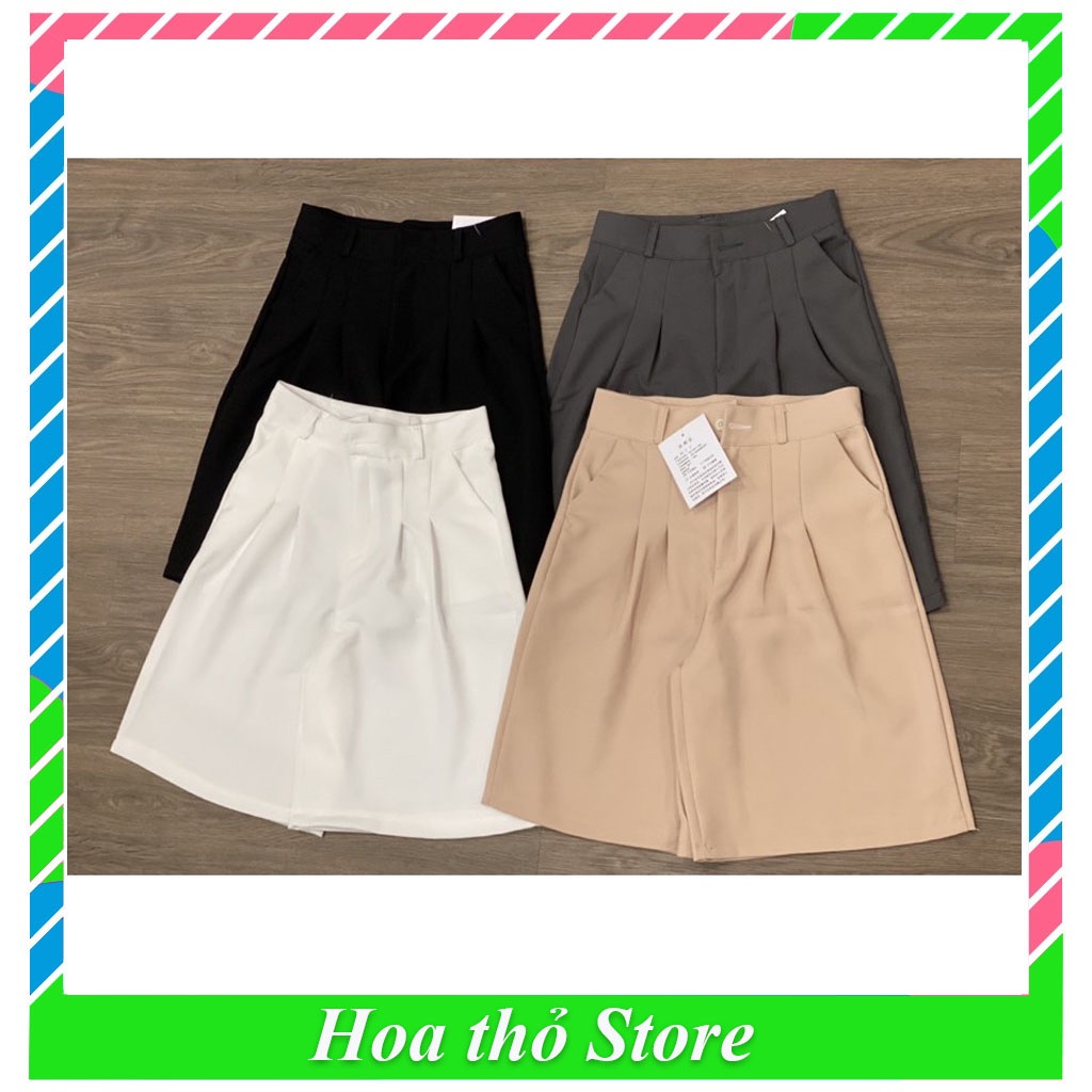 Quần Ống Rộng Ngố lửng nữ cạp cao đẹp, short nữ khóa thật xinh chất tuyết mưa dày dặn