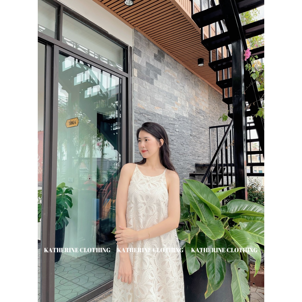 Váy ren cổ yếm, váy ren thiết kế - Katherine Clothing
