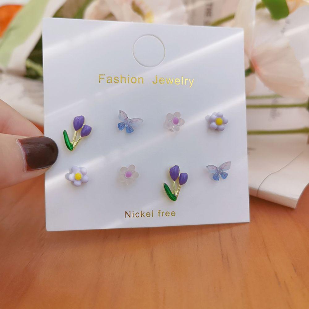 Bộ Khuyên Tai Hình Hoa Tulip Phong Cách Hàn Quốc Dễ Thương Cho Nữ
