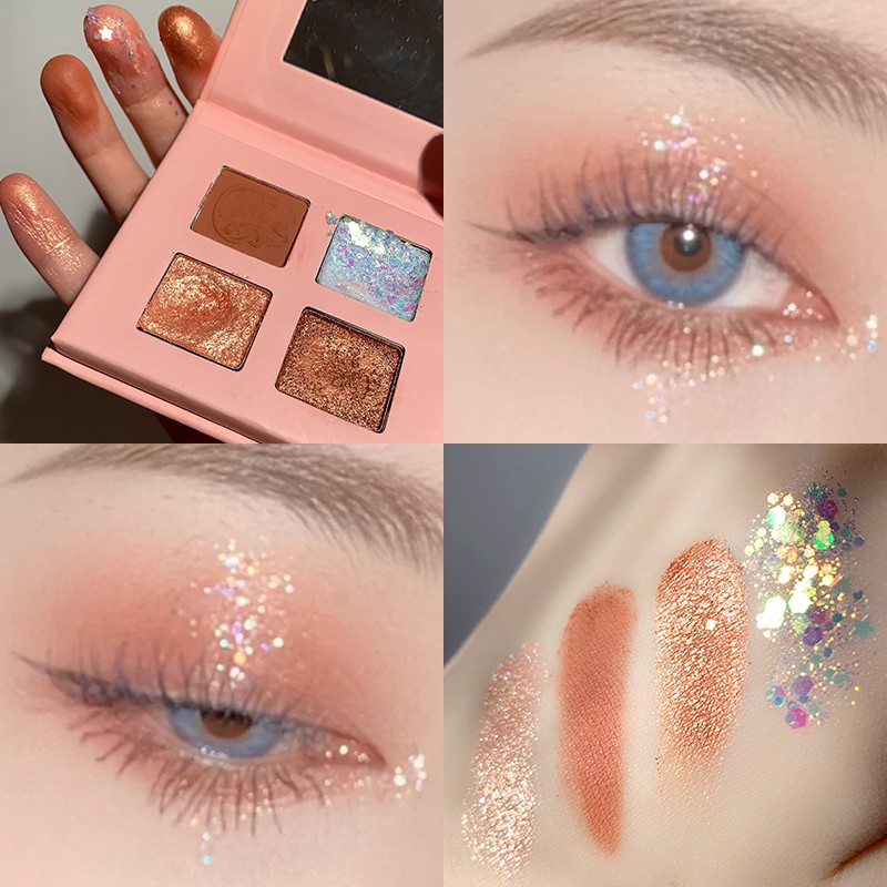 Bảng Phấn Mắt Nhũ 4 Ô Nhũ Lấp Lánh RUHUATUO | BigBuy360 - bigbuy360.vn