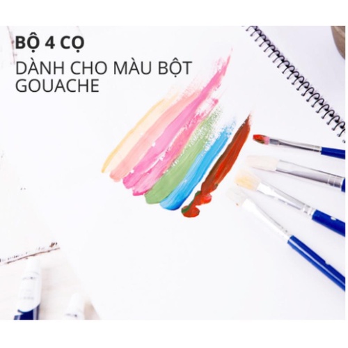 Bộ cọ vẽ chuyên nghiệp Deli  dùng cho màu nước màu bột sơn acrylic set 4/6 cây 73885 73866 73867