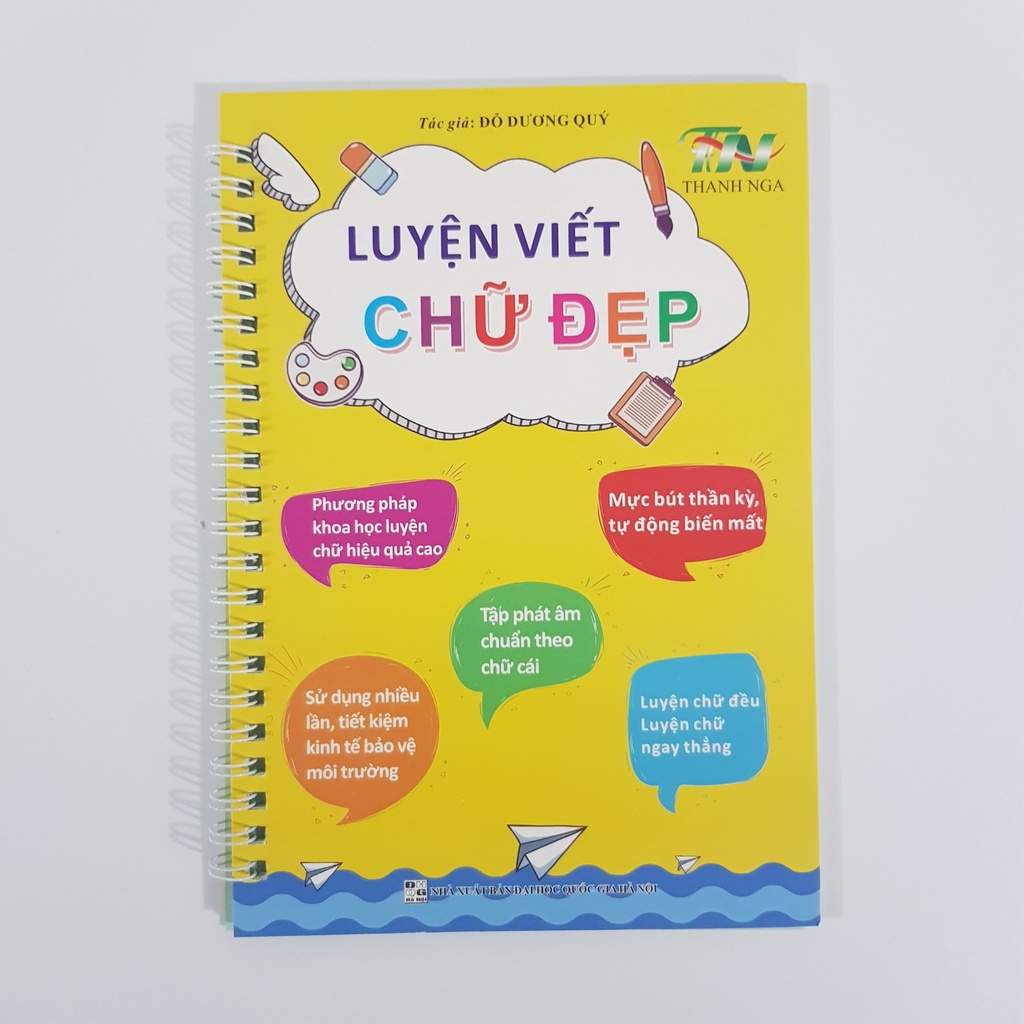 Bộ 3 Vở Viết Thần Kỳ Tự Xóa, Tặng Kèm 2 Bút 8 Ngòi Bút - Kèm Túi Đựng Vở