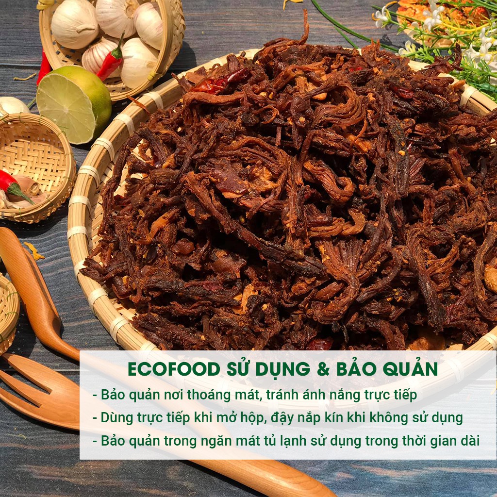 Khô heo cháy tỏi ecofood 300g, heo khô cháy tỏi loại 1 đồ ăn vặt Việt Nam an toàn vệ sinh thực phẩm