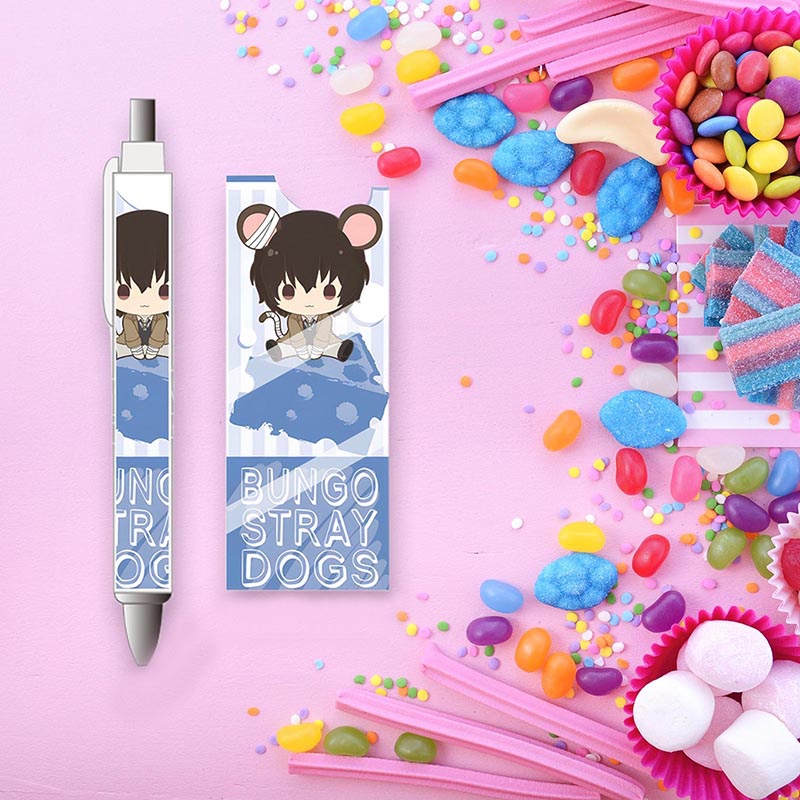 Bút Bi Ngòi 1Mm Có Thể Xóa Được Màu Xanh Dương / Đen In Hình Songping Bungo Stray Dogs