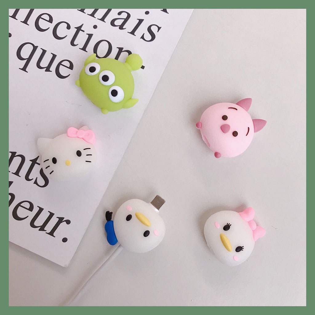 1 Vỏ Bọc Bảo Vệ Dây Cáp Sạc USB iPhone Bằng Silicon Mềm Hình Hoạt Hình Dễ Thương