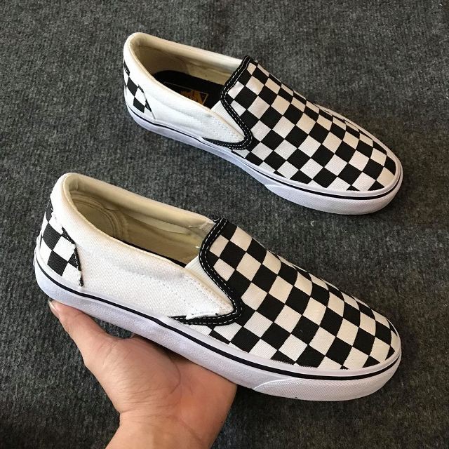 ⚡ [Hàng Mới Về] Giày Thể Thao Lười Trắng Sọc Caro Slip On Siu Cấp - Freeship - Xước Store