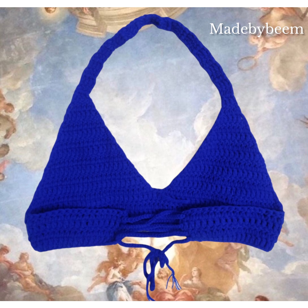 Áo bralette crochet y2k gợi cảm - áo bra lót ngực móc len handmade - ảnh thật
