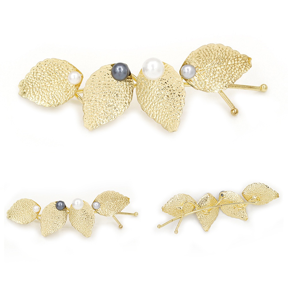 Kẹp tóc hình lá đính ngọc trai thời trang