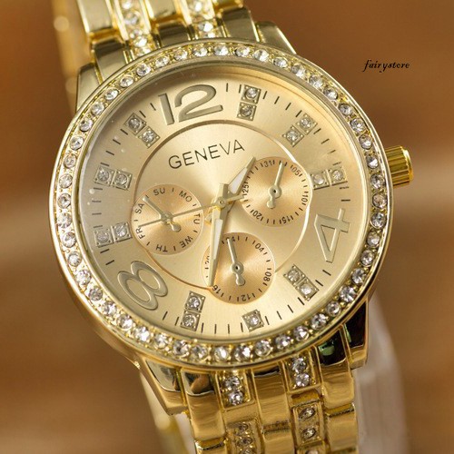 Đồng Hồ Quartz Đính Đá Sang Trọng Cho Nam Nữ