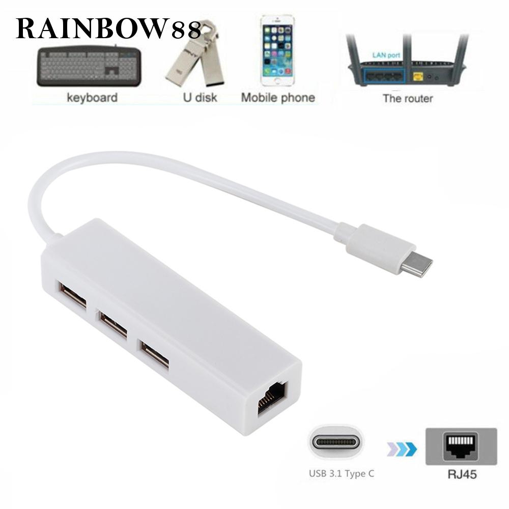 Thiết bị chuyển đổi USB C sang 3 cổng RJ45 màu trắng cho MacBook Pro chất lượng cao | BigBuy360 - bigbuy360.vn