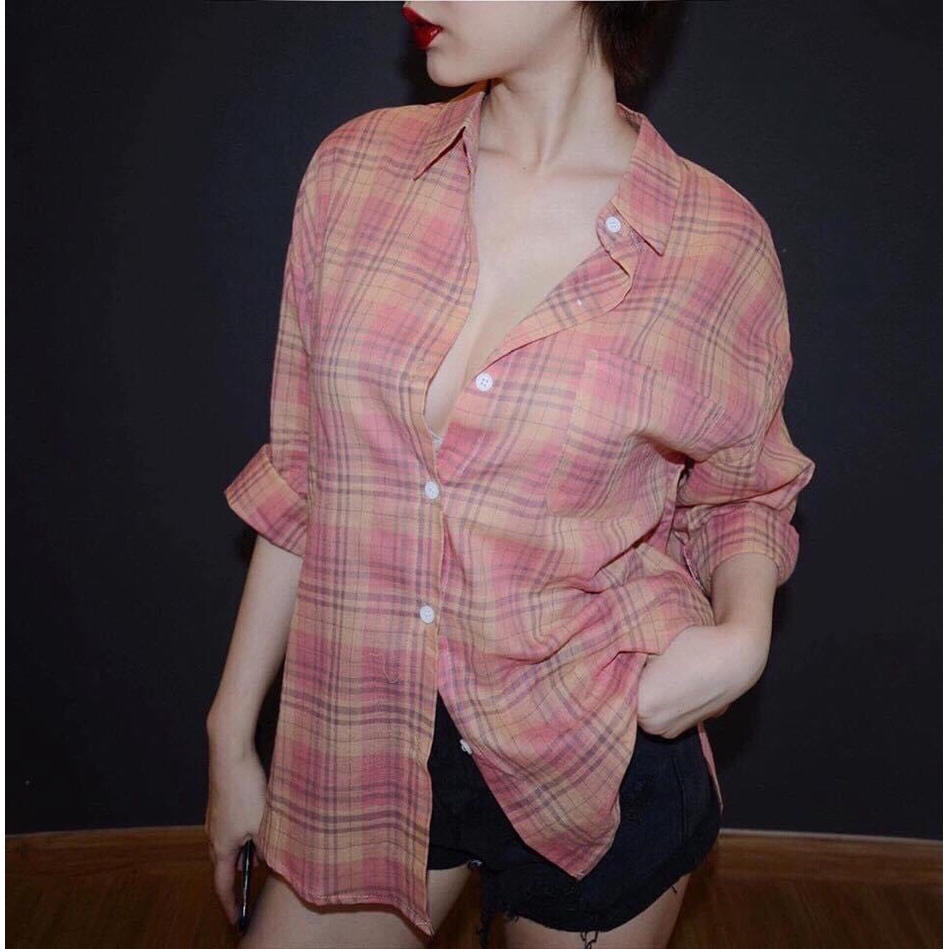 Áo Sơ Mi Kẻ Hồng_Xưởng May Quang Anh