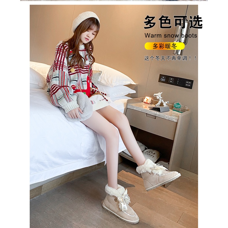 Butterfly Snow Boots Female Fur Integrated 2020 New Winter Non-Slip Cotton Shoes Warm Plus Velvet Thick Short Boots