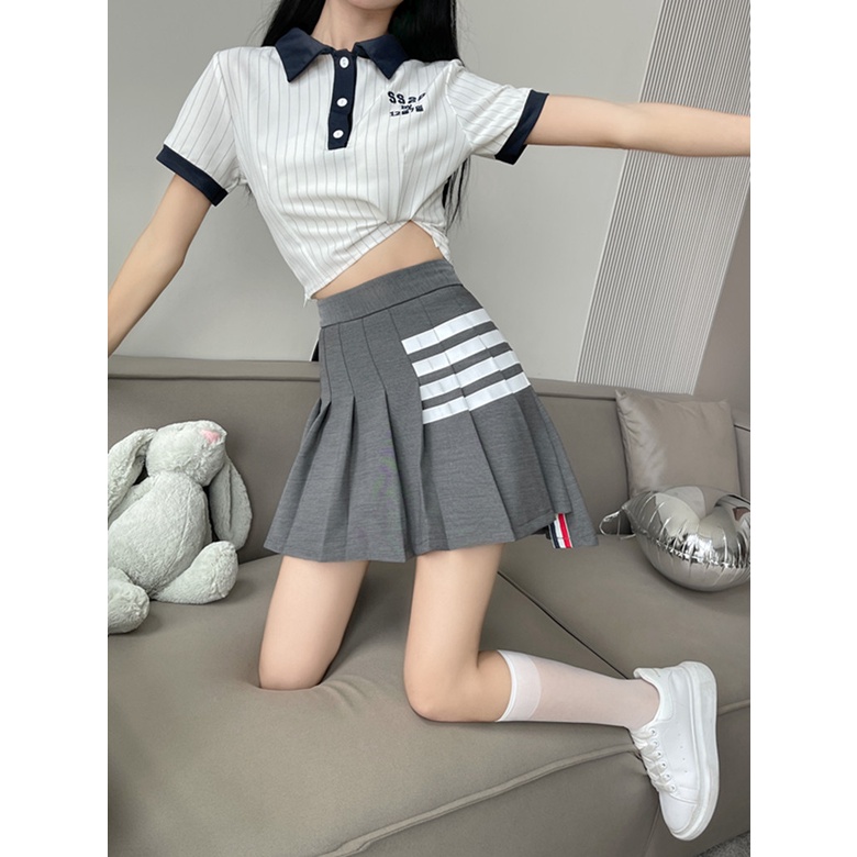 Chân Váy Chữ A Xếp Ly Lưng Cao Phong Cách Hàn Quốc Thời Trang Ngọt Ngào Cho Nữ